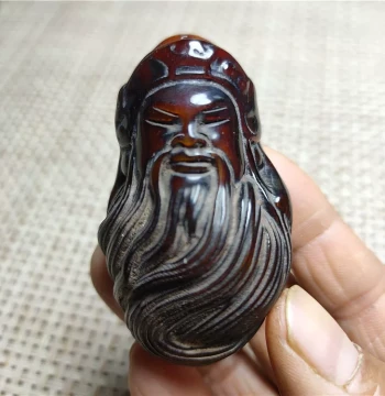 Supply of Antiques and Miscellaneous Items Buffalo Horn Carved Handicraft Guan Gong Handheld Piece Cultural Play Buffalo Horn Pendant Wholesale