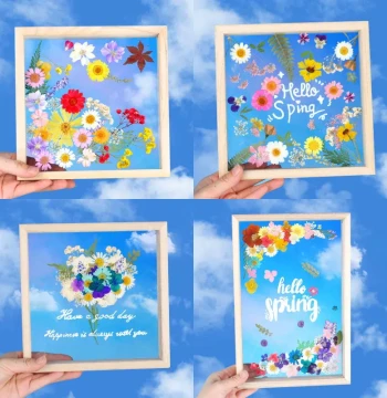 Dried Flower DIY Pressed Flower Picture Frame Craft Materials, Solid Wood Double-Sided Transparent Glass Frame, Plant Specimen Acrylic Frame