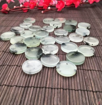 Pure Natural Xiuyan Jade Ink-Wash Floating Flower Round Seed Slice Small Bracelet Core Jade Slice Jade Mattress Processing Manufacturer Supports Custom Orders