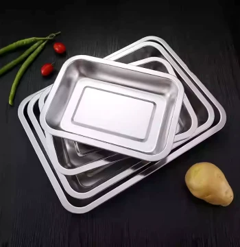 Stainless Steel Rectangular Tray for Grilled Fish, Fast Food, Steamed Fish, Flat Bottom BBQ, and Cold Dishes - Home Kitchen Use
