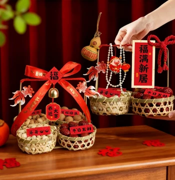 Housewarming Joy Dried Fruit Platter Ornament Handbasket New Home Decor Setup Moving In Ceremony Supplies Gift Set