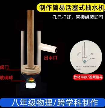 DIY Simple Piston Water Pump Model Kit – 8th Grade Physics Science Experiment Material Pack & Innovative Teaching Tool