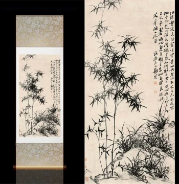 Zheng Banqiao 'Secluded Bamboo' Traditional Chinese Painting Scroll; Flower and Bird Art; Bamboo Wall Hanging for Clients, Study Room Mural; Customizable