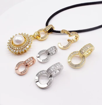 Connector Clasp 925 Silver-Plated DIY Jewelry Universal Clasp Head, Double-Ring Versatile Clasp for Jade Pearl Necklace Double-Open Pendant Buckle