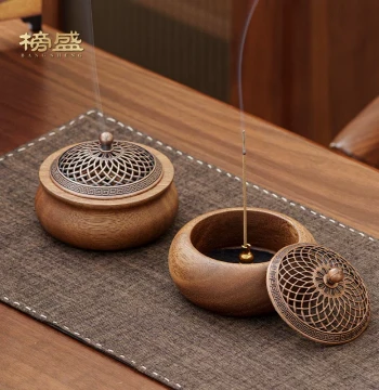 Bangsheng Walnut Solid Wood Incense Burner Household Indoor Agarwood Tea Ceremony Zen Incense Burner Base Chinese Style Creative Ornament