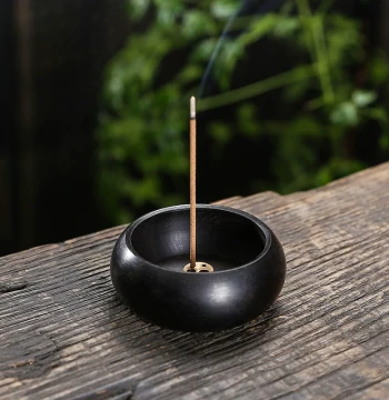 Incense Burner Incense Holder Sandalwood Coil Incense Stick Incense for Home Indoor Zen Style Antique Rosewood Ebony Wood Round Mini Wooden