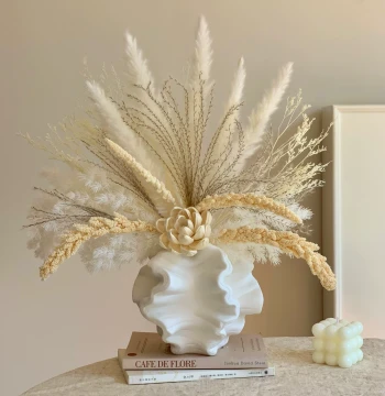 Wabi-Sabi Style Dried and Preserved Flower Bouquet with Vase - Premium Home Decor for Living Room and Bedroom Renovation, Ideal for Homestays