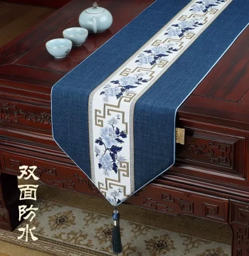 New Chinese Zen Style Waterproof Table Runner Tea Mat Luxury High-End Long TV Cabinet Cover Cloth Tea Table Pad