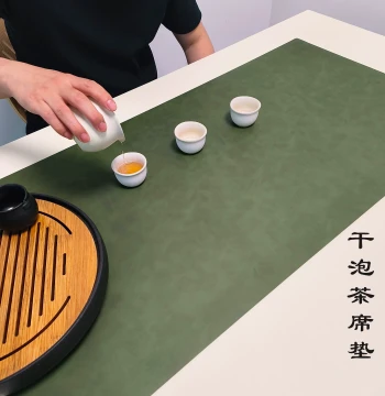 Tea Mat Vintage Style Tea Table Cloth, Zen Tea Room Tea Ceremony Accessories, Waterproof Oil-Proof Table Runner, No-Wash Heat-Insulating Leather Table Mat