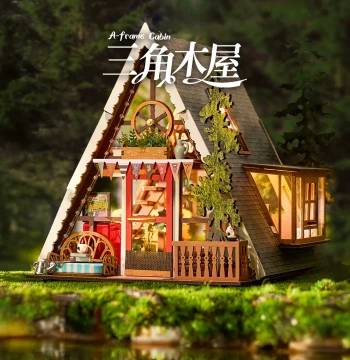 rolife Triangular Wooden House Manual DIY Miniature Art House, Villa Model, Birthday Gift