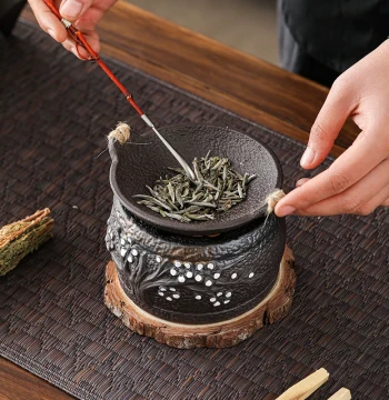Ceramic Incense Roasting Tea Stove Set - Heating Warmer for Tea Leaves, Aroma Enhancer, Roaster, Baking Tile, and Warm Tea Oven