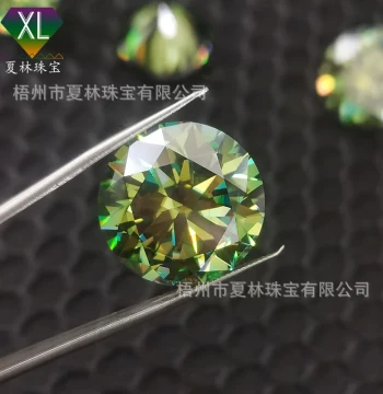 Large Size Green 18mm 20 Carat Moissanite Round Green Moissanite Stone Moissanite Factory No Waist Code