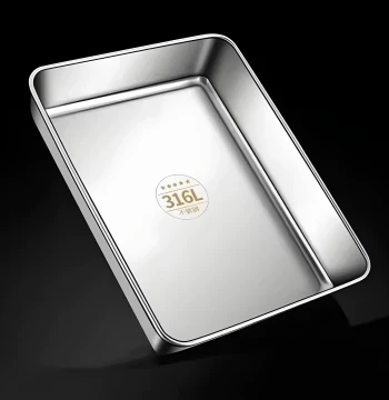 Stainless Steel Square Tray Cold Dish Tray Prep Tray Fast Food Tray Display Tray Braised Meat Cooked Duck Neck Tray BBQ Tray Rice Plate