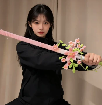Spring Peach Blossom Sword Handmade DIY Pipe Cleaner Material Kit Hanfu Photography Prop Creative Gift for Couples and Best Friends