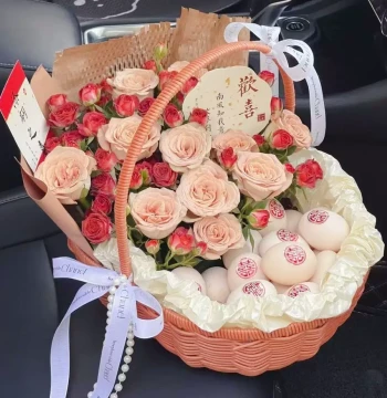 DIY Handheld Postpartum Egg Flower Basket Kit - Gift Basket Materials for New Moms and Friends