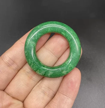 Xiuyan Jade Full Green Circular Ring – Hanging Loop, Kasaya Ring, Waist Pendant, Peace Ring, Birdcage Circle Ornament
