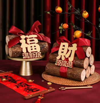 Housewarming Celebration Decor Firewood Ornament Moving Ceremony Supplies New Home Entry Gift Full Set New Residence Arrangement Wood