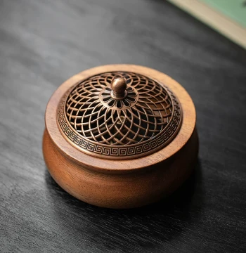 Walnut Wood Home Indoor Incense Burner, Solid Wood Tea Ceremony Sandalwood Agarwood Incense Burner, Coil Incense Burner, Mosquito Incense Coil Holder, Stick Incense Burner