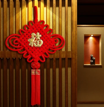 Chinese Knot Hanging Ornament Large Fu Character for New Year and Spring Festival, Small Size Entrance Door Decoration, Housewarming Entryway Wall Hanging Background Wall