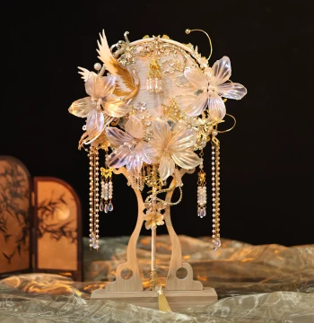 Wuyu Chinese Wedding Bride's Round Fan: Handmade DIY Material Kit, High-End Finished Fan for Departure, Heavy-Duty Wedding Fan