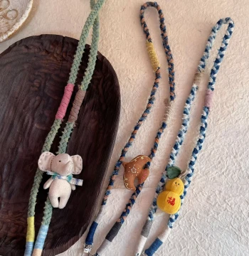 Tian Xiwei Same Style Zhisihai Phone Lanyard Long Strap Plant-Dyed Fabric Crossbody Neck Chain Travel Gift
