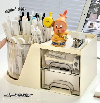 Pen Holder Storage Box Large Capacity Drawer-style Organizer