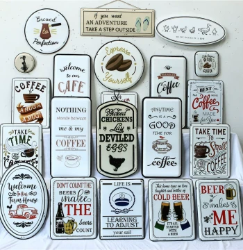 American Style Wrought Iron Decorative Painting Living Room Coffee Shop Bar Hanging Sign Wall Art Background Wall Iron Plate Painting Antique Wall Decor Wall Mount
