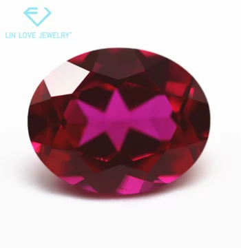 Egg-Shaped Cultivated Ruby Loose Stone Oval Laboratory-Grown Regenerated Ruby Pigeon Blood Ruby