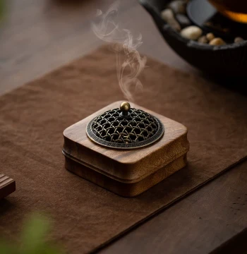 Walnut Wood Tea Ceremony Incense Burner, Household Indoor Agarwood Spice Aromatherapy Censer, Incense Stick Holder Base, Small Sandalwood Coil Rack