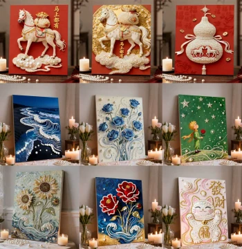 Chinese Style Pearl Painting DIY Wedding Festival Framed Self-Adhesive Pearl Decorative Painting Gift for Best Friends Diamond Painting Wholesale