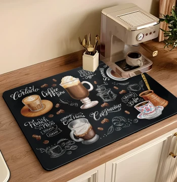 Coffee Machine Absorbent Pad Diatomaceous Earth Kitchen Countertop Drainage Pad Tableware Bowl Plate Pad Quick-Dry Heat-Resistant Coaster Water Control Pad
