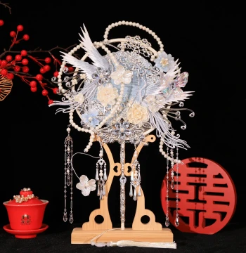 Round Fan Wedding Bride Material Kit DIY Xiuhe Double-Sided Happiness Fan Premium Wedding Marriage Handmade Finished Product for Bridal Departure
