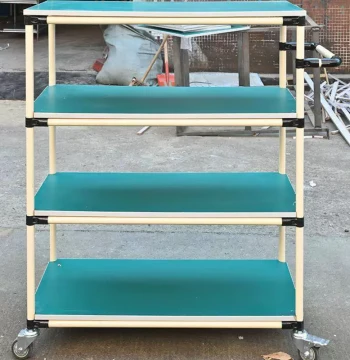 Lean Pipe Hand Cart Workbench, Anti-Static Material Rack, Wire Rod Shelving Unit, Multi-Layer Push Cart Tool