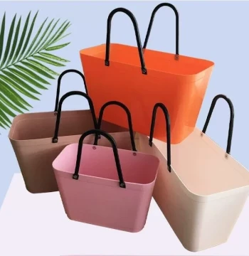 New European and American Style Fashionable Large Plastic Grocery Basket, Red Handheld Shopping Basket for Picnic, Storage, and Bathing, Viral Trend Basket