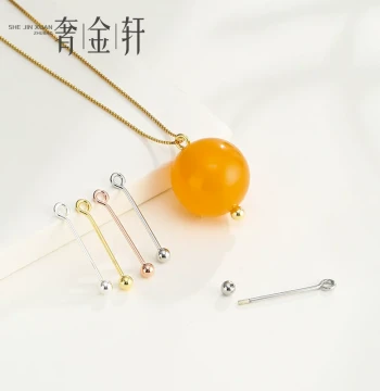 S925 Sterling Silver Threaded Pendant Clasp Accessories, Handmade Earring Components, DIY Through-Hole 9-Pin Headpins, Pearl Embellishments