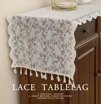 Lace TV Cabinet Cover Cloth, Home Long Table Runner, Dining Table Cloth, American Country Style Long Table Decor, Shoe Cabinet Dust Cover