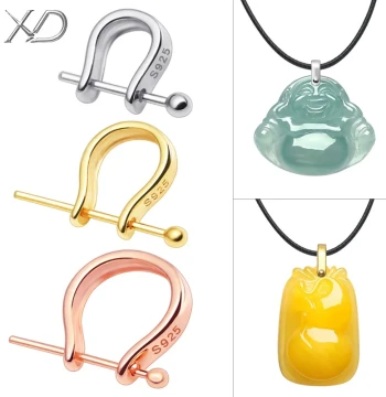 S925 Silver Pendant Bail, Jade Pendant Clasp, 18K Gold-Plated Buckle, Emerald Pendant Connector, Pure Silver Clasp, Necklace Clasp Accessories