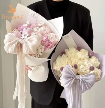 Valentine's Day Premium French Pearl Satin Fabric for Fresh Flower Bouquets, DIY Bow Decoration Floral Materials