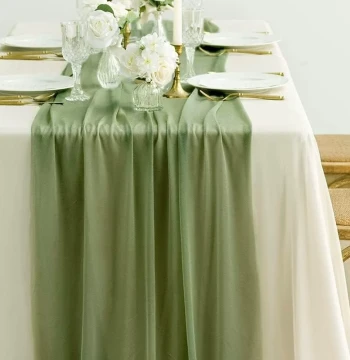 Green Wedding Table Runner Birthday Party Event Decoration Sheer Canopy Outdoor Dessert Table Atmosphere Dining Table Cloth