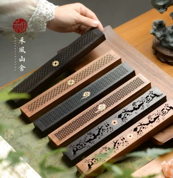 Chinese Style Ebony Solid Wood Reclining Incense Burner, Incense Holder, Aromatherapy Sandalwood Agarwood Box, Incense Way Home Indoor Stick Incense Insert