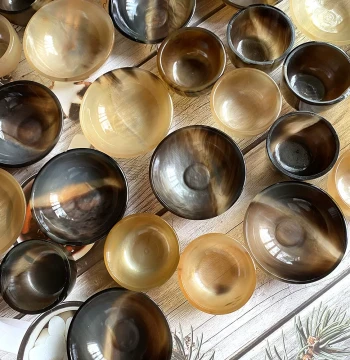 Ox Horn Gua Sha Bowl, Tea Cup, Ingredient Bowl, Wine Cup, Yellow Ox Horn Crafted Gua Sha Auxiliary Tool
