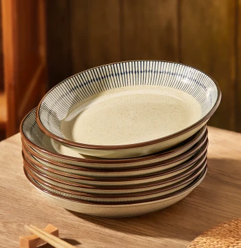 Underglaze Color Plates Home Use Dish Plates 2026 New Ceramic Bowls and Dishes Tableware Premium Feel Saucers Japanese Style Dinner Plates Deep Plates