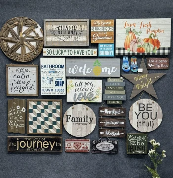 Unique Collection - American Courtyard Home Decor Antique Wooden Decorative Painting Wall Hanging Plaque Wall Art