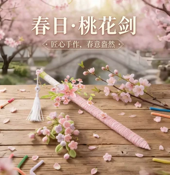 Spring Peach Blossom Sword Pipe Cleaner Handmade DIY Kit Materials (Not Finished Product) Gift for Girlfriend, Best Friend, or Friend