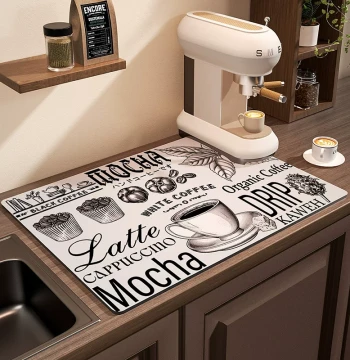 Diatomaceous Earth Kitchen Countertop Drainage Mat, Dishware Absorbent Pad, Desktop Cup Coaster, Bathroom Quick-Dry Non-Slip Mat