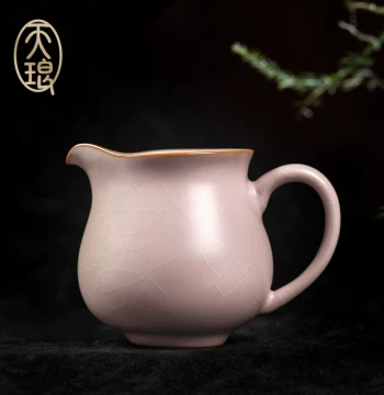 Ru Kiln Pink Amber Glaze Auspicious Tea Sea, High-End Gift for Giving or Personal Use, Ru Porcelain Tea Ware, Teaware, Crackle Kung Fu Tea