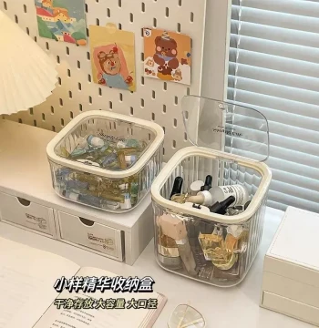 Powder Puff Storage Box Desktop Cosmetics Acrylic Disposable Lipstick Skincare Mini Flip-Top Clear Organizer for Misc Items
