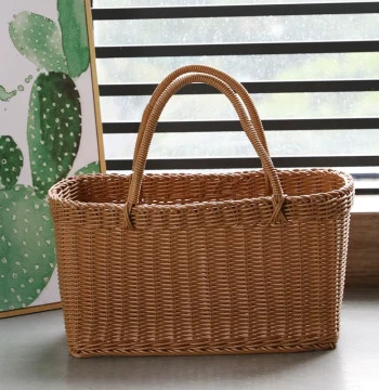 Guiweiyuan Imitation Rattan Basket, Japanese-Style Woven Vegetable Basket, Storage Bin, Artistic Picnic Basket, Shopping Basket, Bath Basket