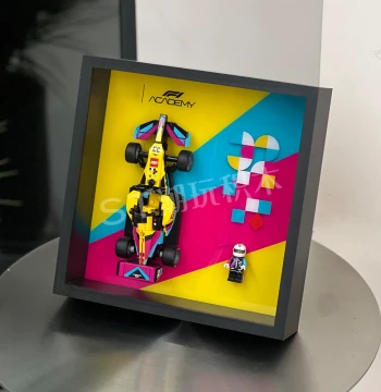 Wall-Mounted Frame and Dust-Proof Display Storage Box Compatible with LEGO 77258 F1 Academy Racing Car Set