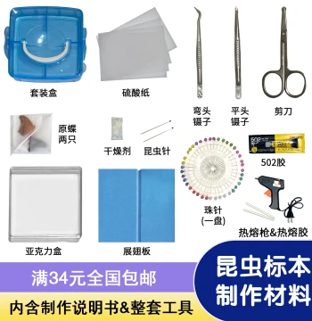 Butterfly Specimen Handmade DIY Production Materials, Insect Pins, Wing Spreading Boards, Insect Specimen Boxes, Complete Tool Set